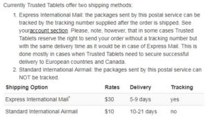 shipping details